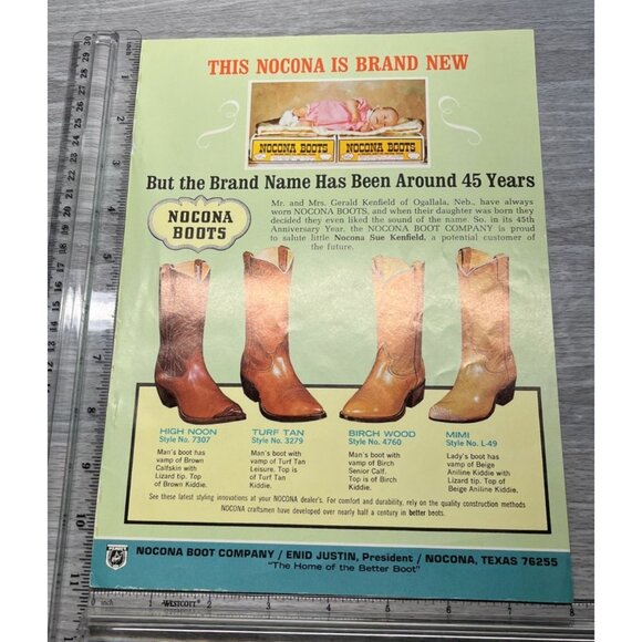 Nocona Boots Vintage Print Ad 1970s Western Cowboy Rancher Texas - Picture 2 of 6